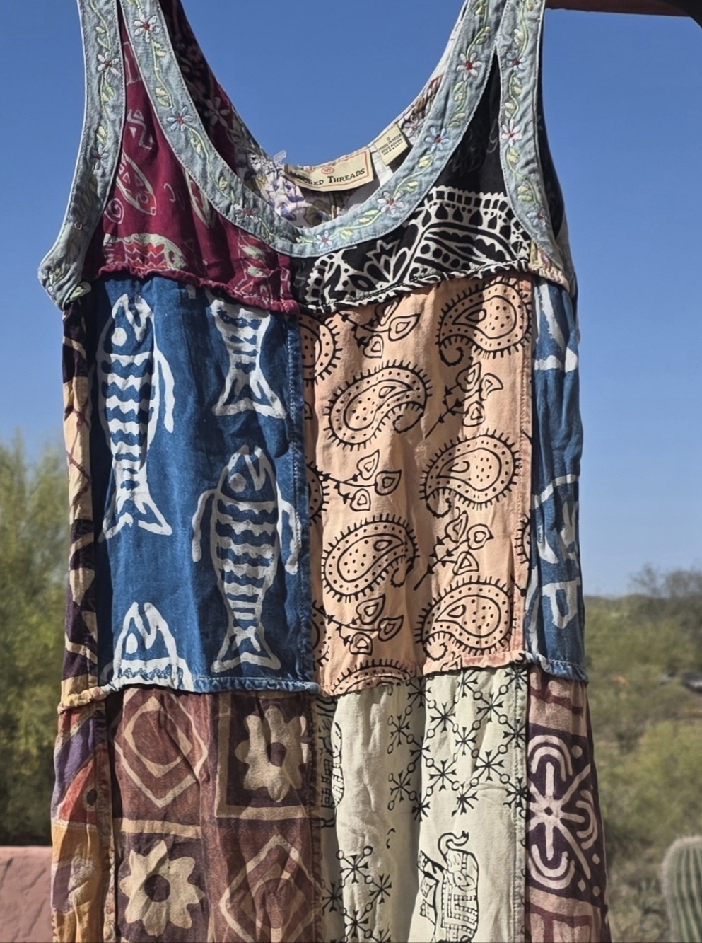 Vintage Sacred Threads Maxi Slip Drss With Side Slips Sz S - Picture 15 of 17